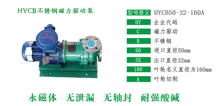HYCB不鏽鋼磁力驅動泵型號說明